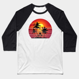 Vintage Retro Sunset Palm Tree Baseball T-Shirt